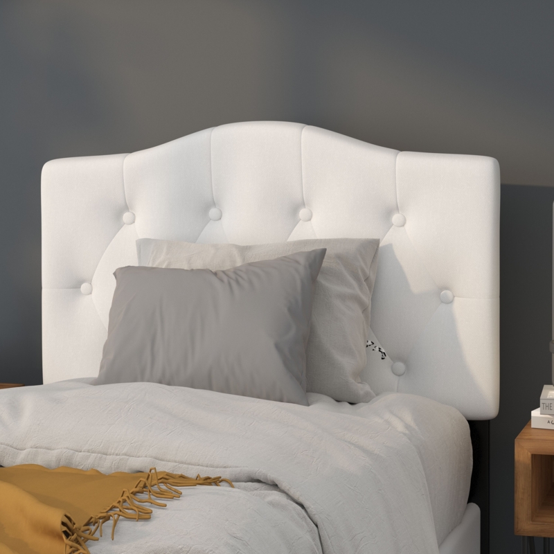 Camelback Headboard Twin Diamond Button Tufted Fabric