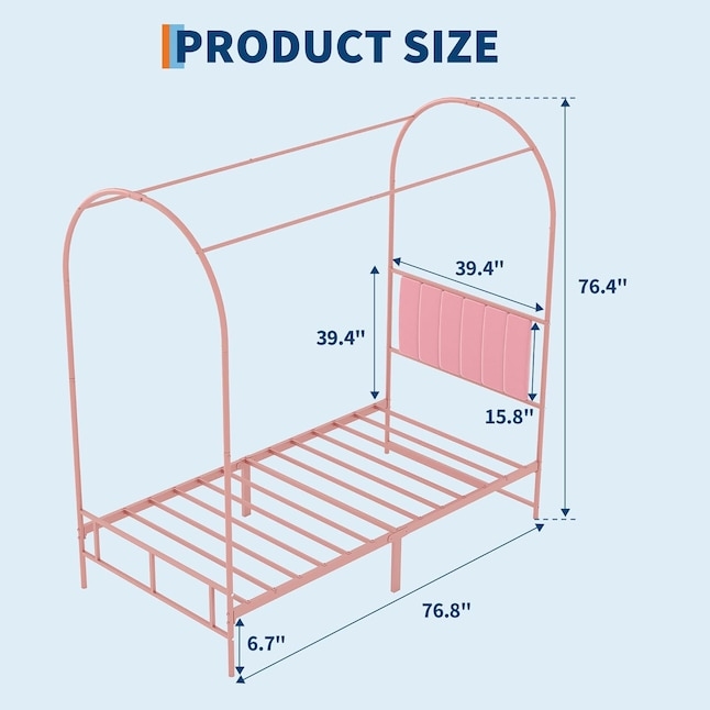 Canopy Bed Arched Metal Frame Ribbed Headboard