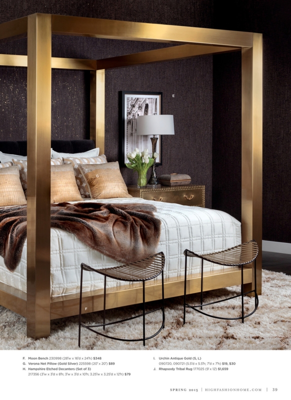 Canopy Bed Brushed Metal Four Poster Frame Modern Glam