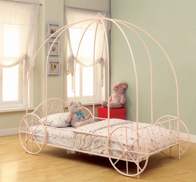 Canopy Bed Carriage Silhouette Metal Wheels