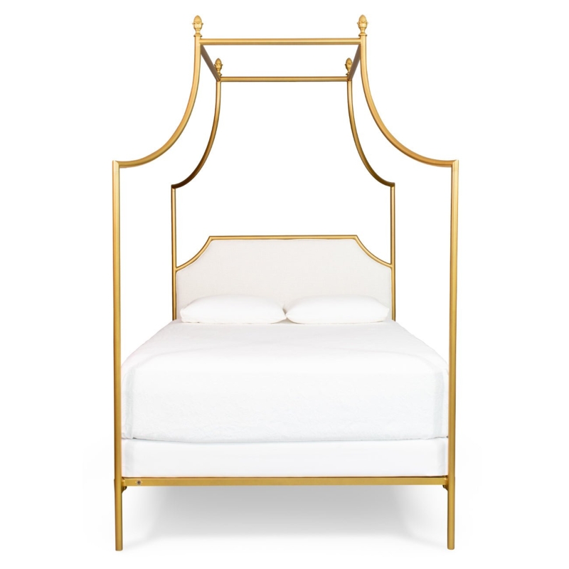 Canopy Bed Flying Arch Frame Metal Upholstered Headboard