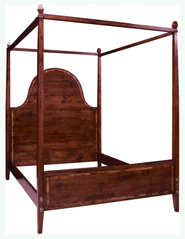 Canopy Bed Wood Frame Camelback Headboard Warm Chestnut Finish