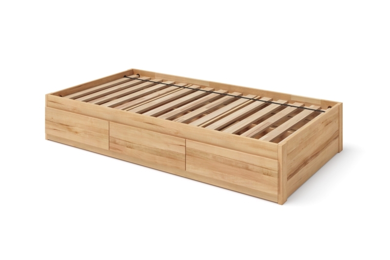 Captains Bed with Three Integrated Drawers in Light Beech Finish
