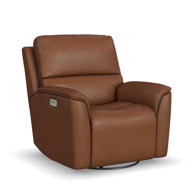 Caramel Power Swivel Gliding Recliner with Push Button Controls