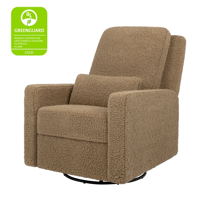 Chai Shearling Texture Swivel Glider Recliner with Lumbar Pillow