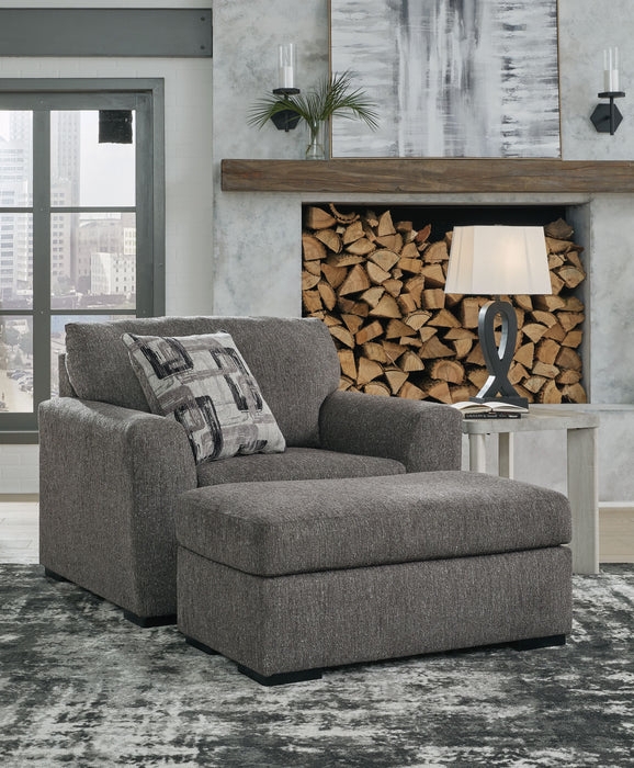 Chair And A Half In Heathered Pewter Fabric With Ottoman