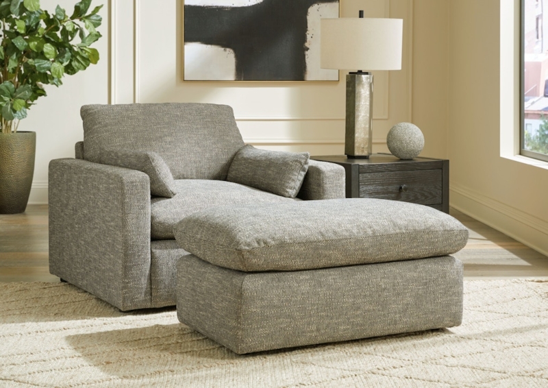 Chair And A Half With Ottoman In Granite Textured Fabric