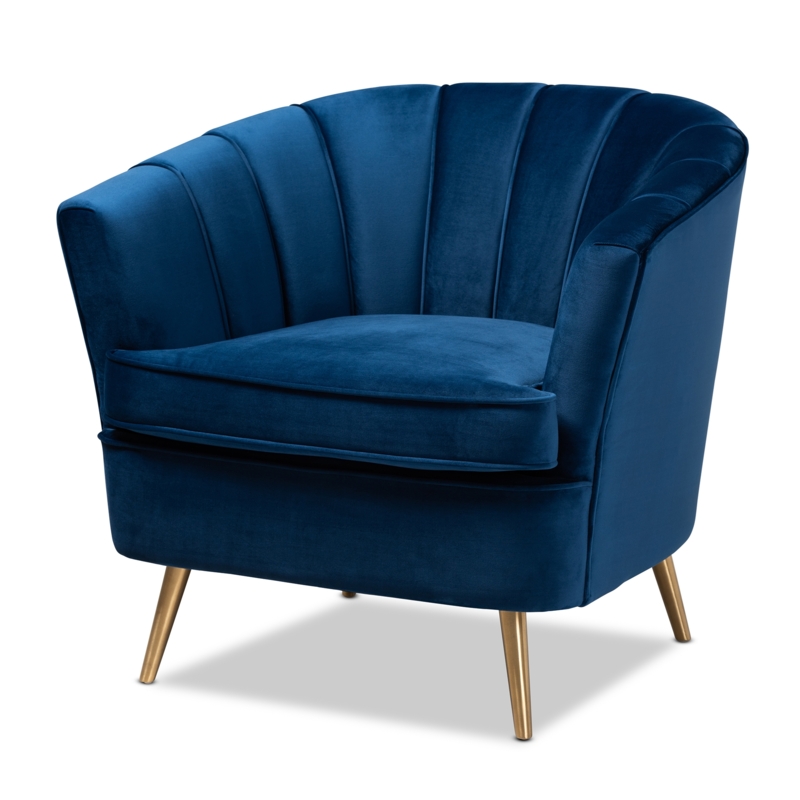 Channel Tufted Accent Chair with Brushed Gold Tapered Legs