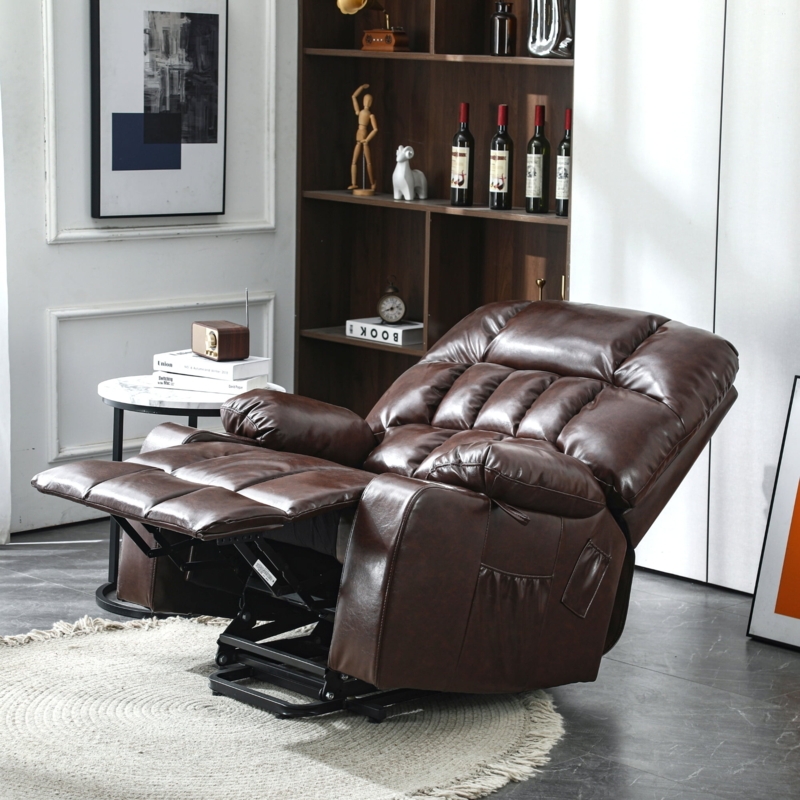 Channel Tufted Power Lift Recliner with Side Pocket