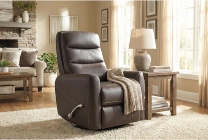 Channeled Back Chocolate Brown Swivel Glider Recliner