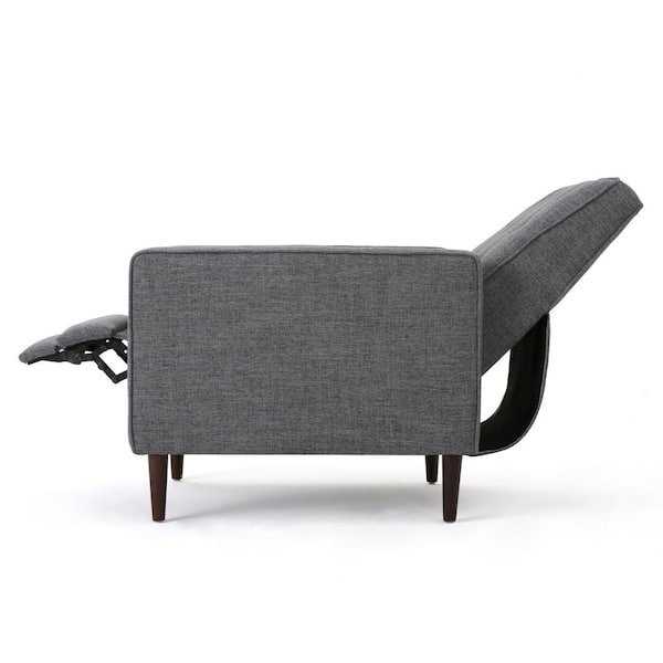Charcoal Gray Fabric Recliner with Square Arms and Pop-Out Footrest