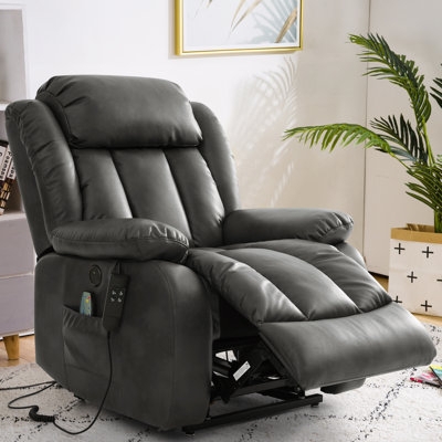 Charcoal Gray Power Lift Recliner with Dual Remotes