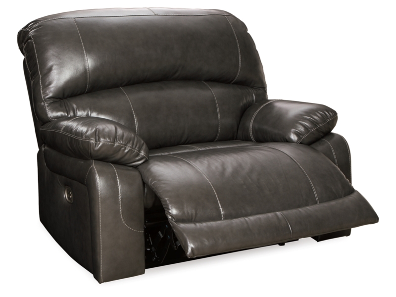 Charcoal Power Recliner with Contrast Stitching and Pillow Top Arms