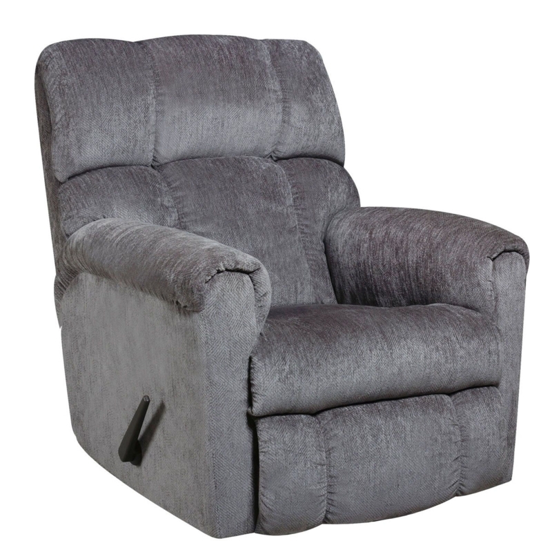 Charcoal Woven Fabric Rocker Recliner with Divided Backrest
