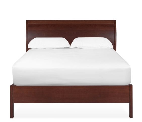 Cherry Wood Platform Bed with Curved Headboard Sleigh Style