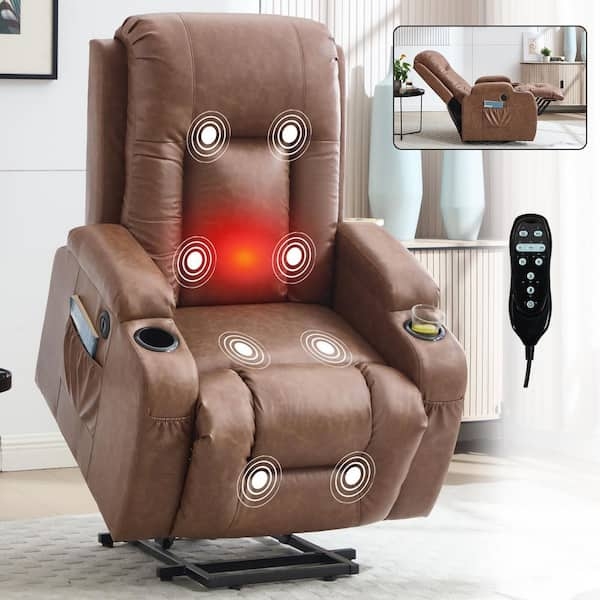 Chestnut Power Lift Recliner with Massage and Heat Functions