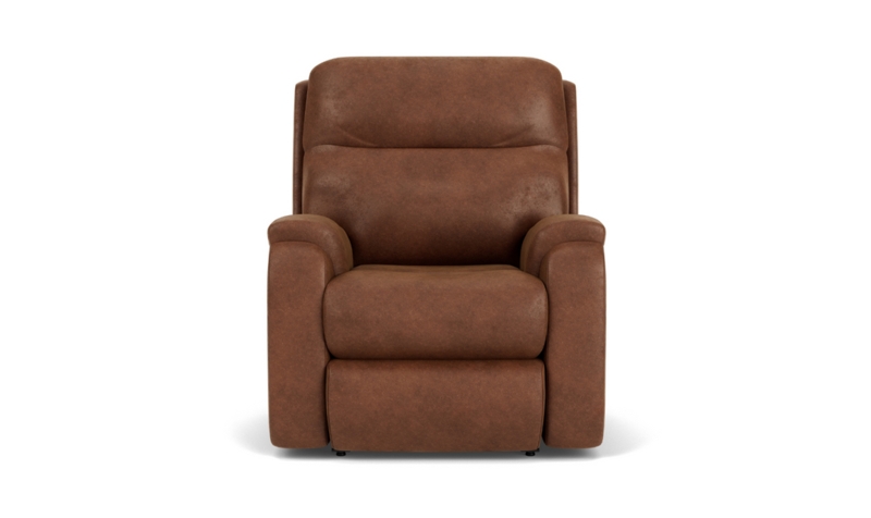 Chestnut Rocking Recliner Chair with Pebbled Leather-Like Finish