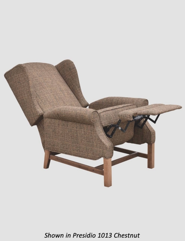 Chestnut Woven High-Leg Recliner with Exposed Wooden Base