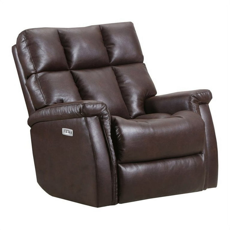 Chocolate Brown Power Recliner with Plush Pillow Top Arms