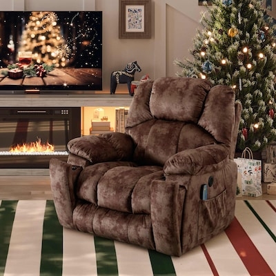 Chocolate Brown Recliner Microfiber with Pillow Top Arms Overstuffed
