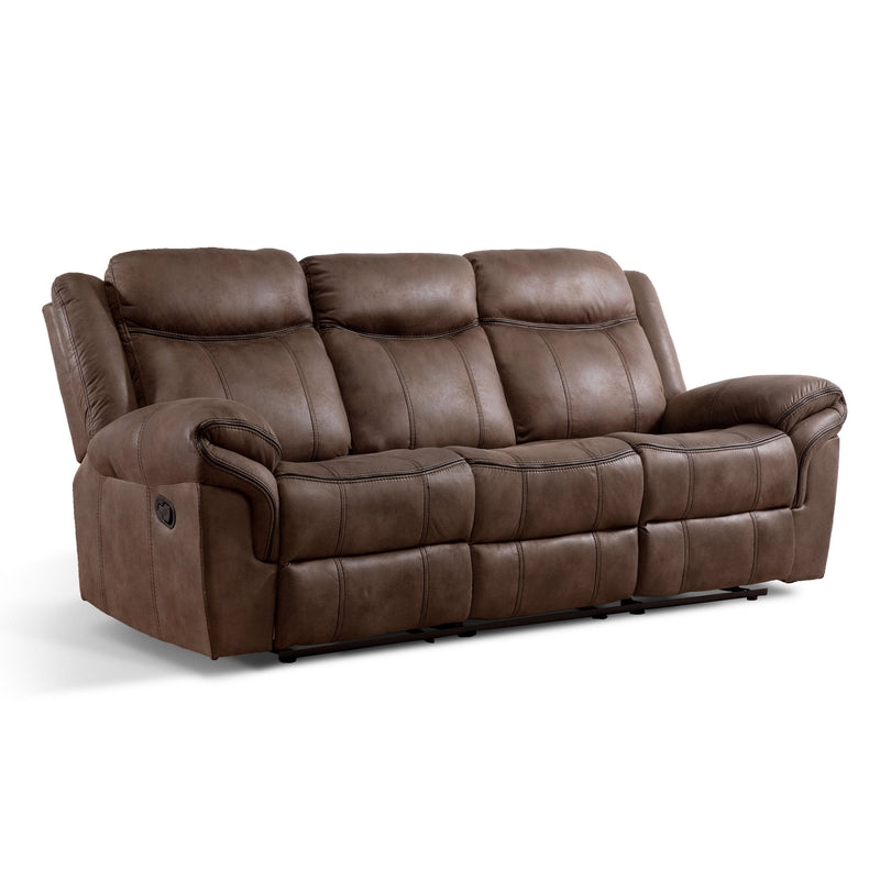 Chocolate Brown Reclining Sofa with Split Back and Triple Seat