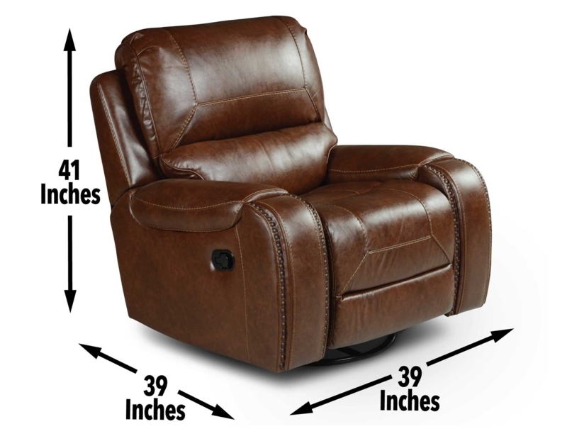 Chocolate Swivel Glider Recliner Chair with Nailhead Trim