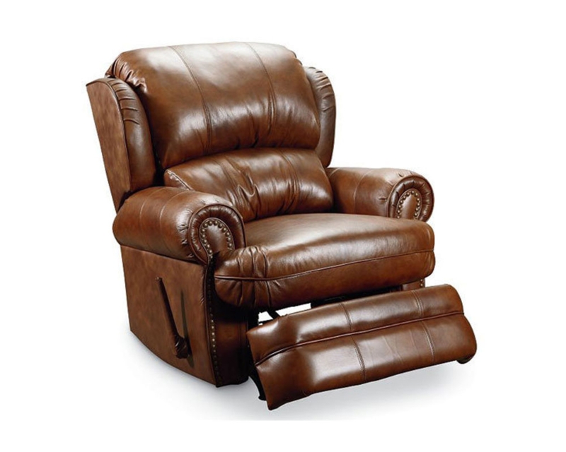 Classic Brown Recliner Chair with Manual Lever and Rolled Arms