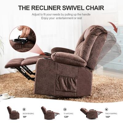 CloudRest Pro Recliner Chair with Cup Holders 361 Swivel Rocker Glider  Recliners Brown BBY-SC-H1148-BROWN - Best Buy