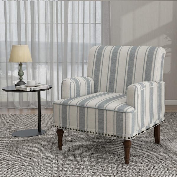 Coastal Accent Chair with Nailhead Trim and Turned Legs
