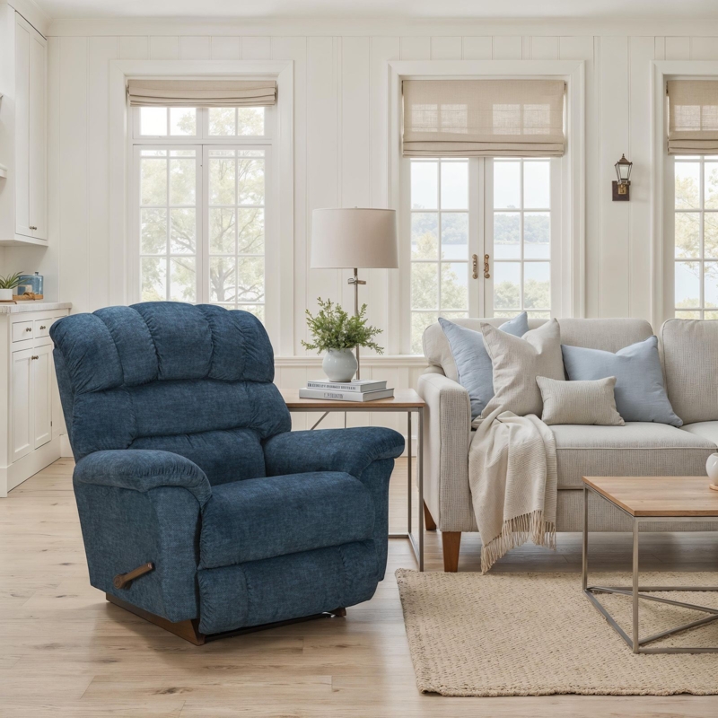 Coastal Style Manual Rocker Recliner with Segmented High Back