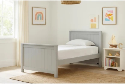 Coastal Style Twin Panel Bed with Vertical Slat Detailing