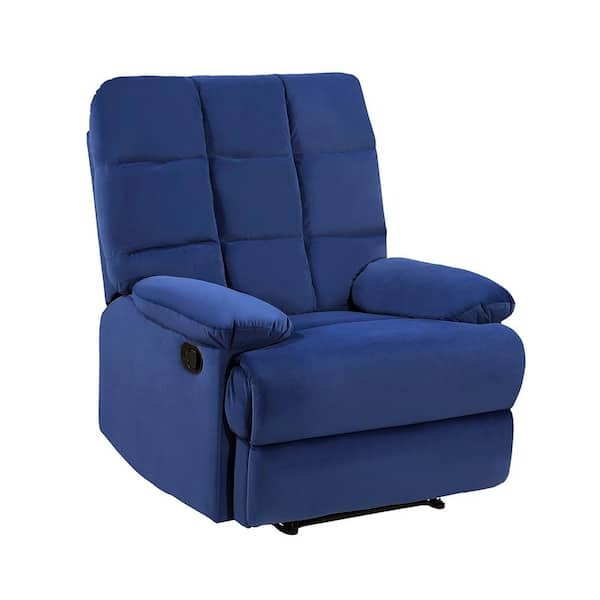 Cobalt Blue Microfiber Manual Recliner with Segmented Backrest