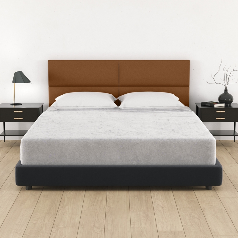 Cognac Leather Headboard Panels Set of Four Faux Leather Padded Design