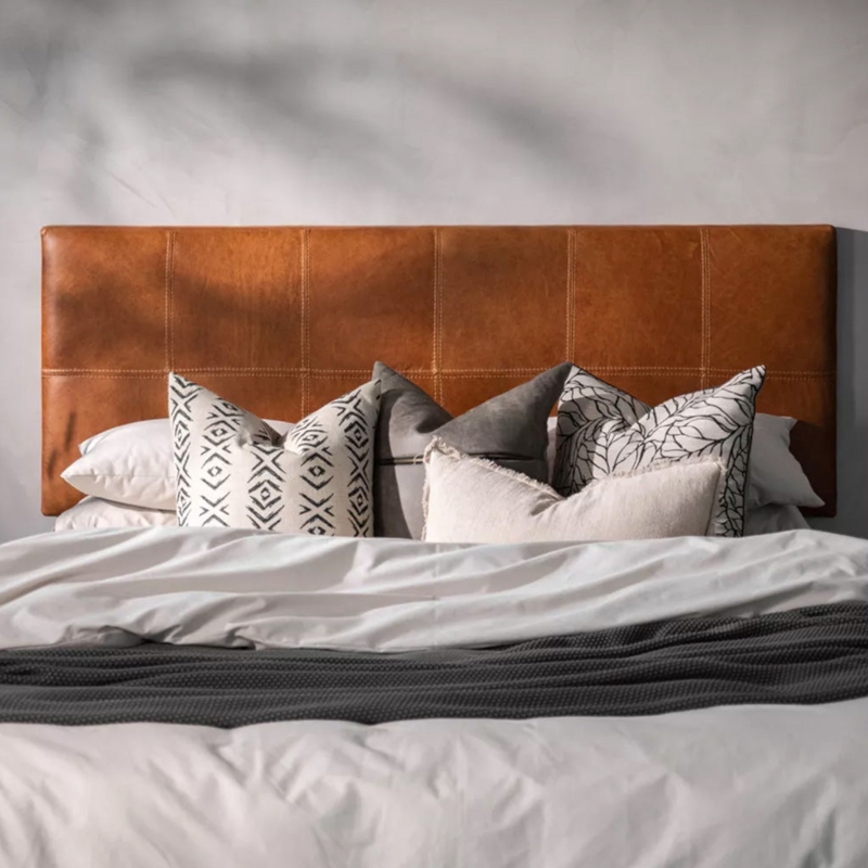 Cognac Leather Like Headboard Wall Mounted King Modern Rustic