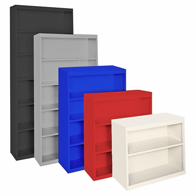 Colorful Metal Bookcases Set with Staggered Metal Heights