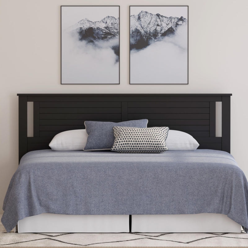 - ComfIQ Serene Poplar Wood King Size Headboard in Black, Modern  Farmhouse Panel with Horizontal Scoring, Casual Coastal Style, Easy  Assembly, Quality Materials