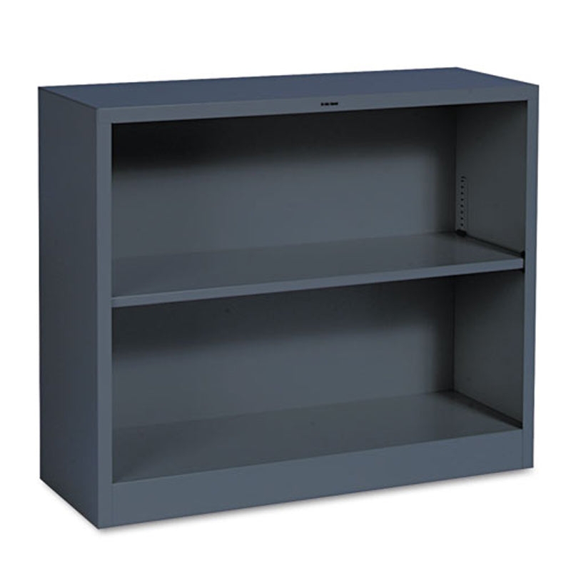 Compact Black Metal Bookcase with Two Low-Profile Shelves
