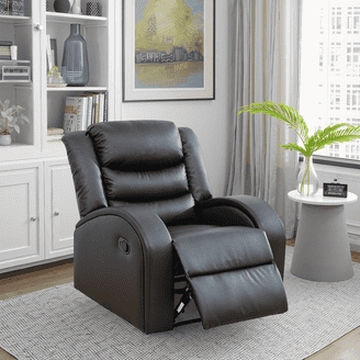 Compact Faux Leather Manual Recliner with Segmented Backrest