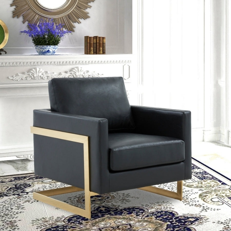 Contemporary Armchair with Wrap-Around Metal Frame and Cantilever Base