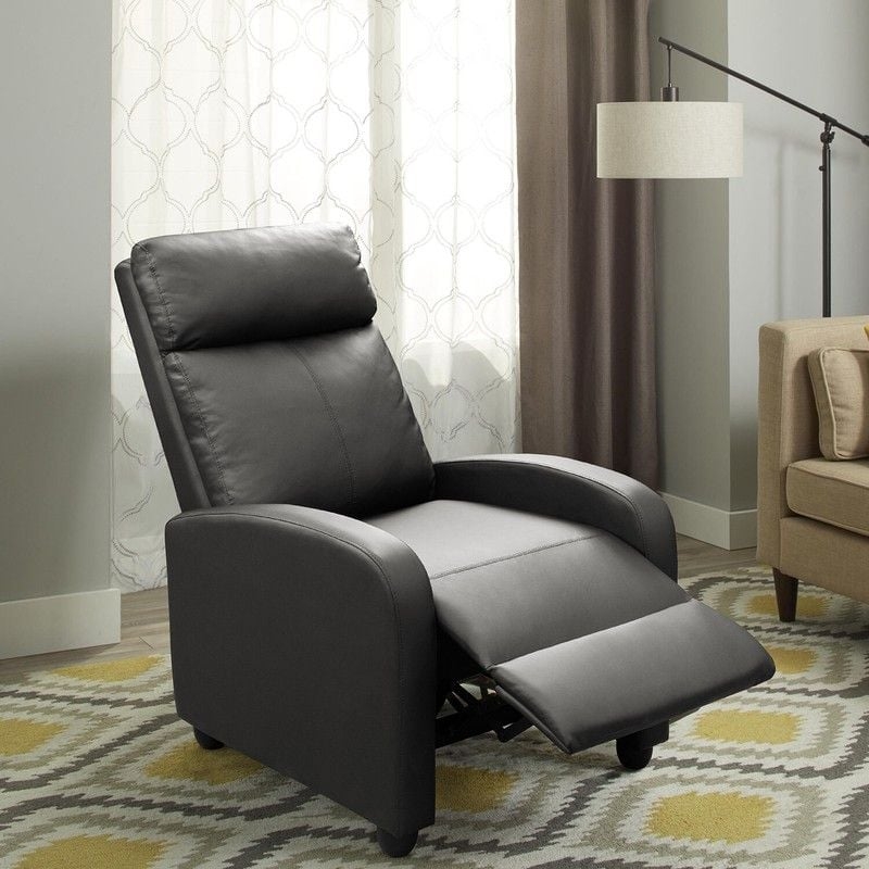 Contemporary Charcoal Gray Recliner with Slim Track Arms