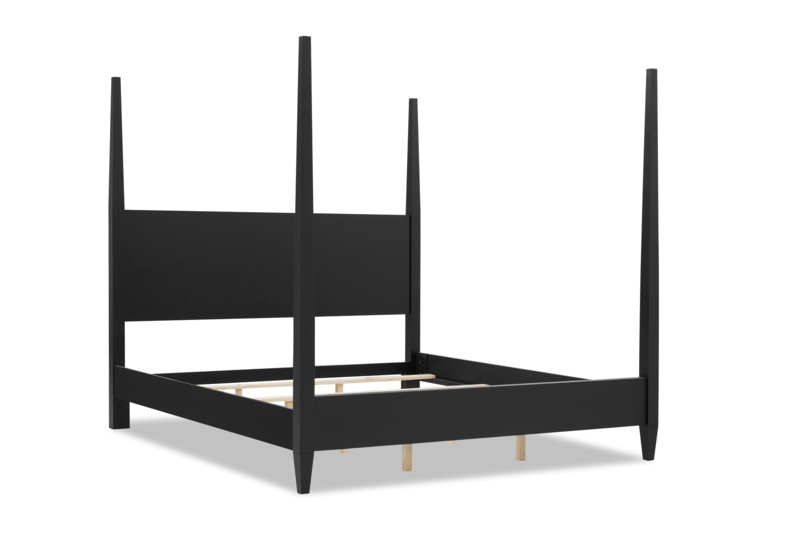 Contemporary Four Poster Bed with Tapered Posts and Matte Finish