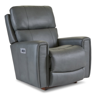 Contemporary Grey Power Rocker Recliner Chair with Segmented Back