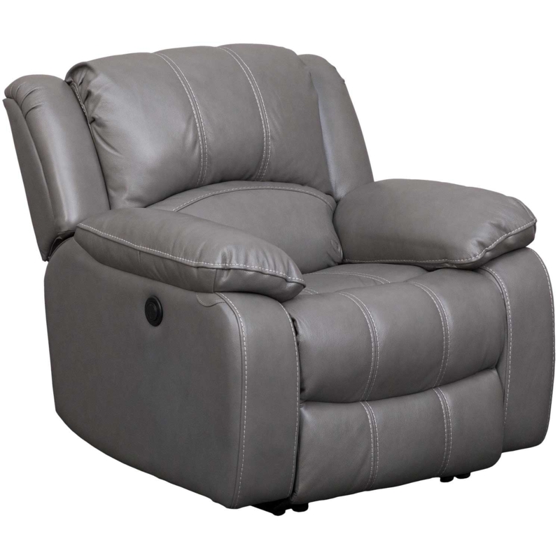 Contemporary Power Recliner with Contrast Stitching and Pillow Arms