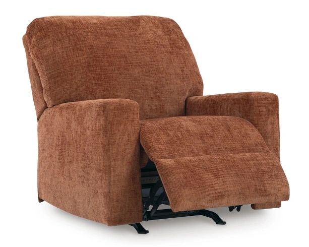 Contemporary Recliner in Spice Orange Textured Fabric