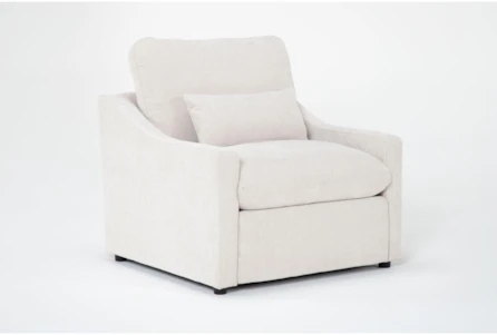 Contemporary Recliner with Sloped Arms and Lumbar Pillow
