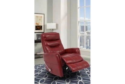 Contemporary Red Leather Power Recliner with Adjustable Headrest