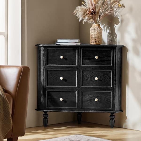 Corner Accent Cabinet Faux Drawer Fronts Turned Legs