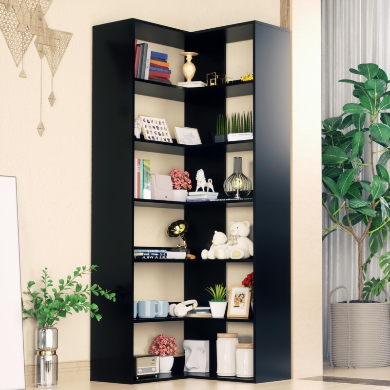 Corner Bookshelf L-Shaped 6-Tier Minimalist Design