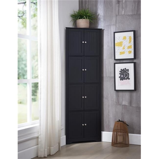 Corner Cabinet with Eight Beadboard Doors for Storage