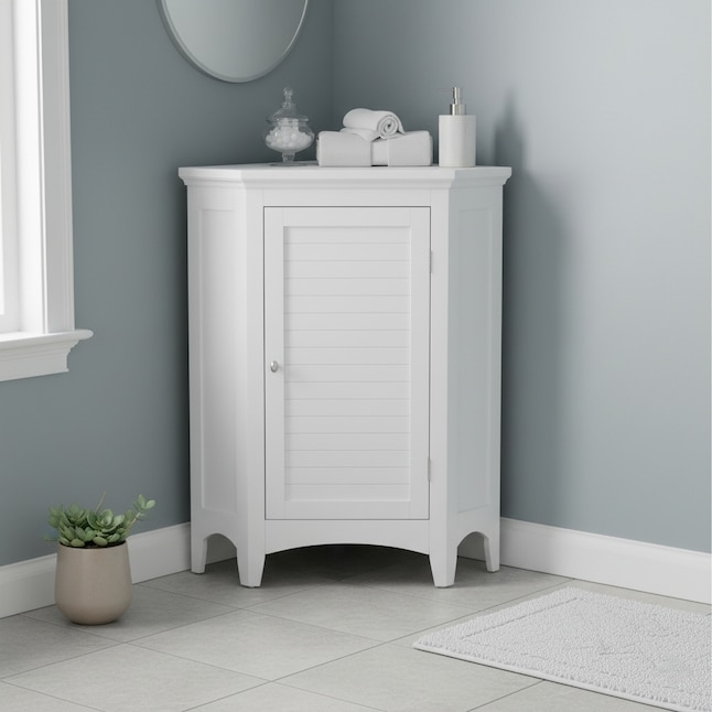 Corner Floor Cabinet featuring Shutter Door and Arched Base